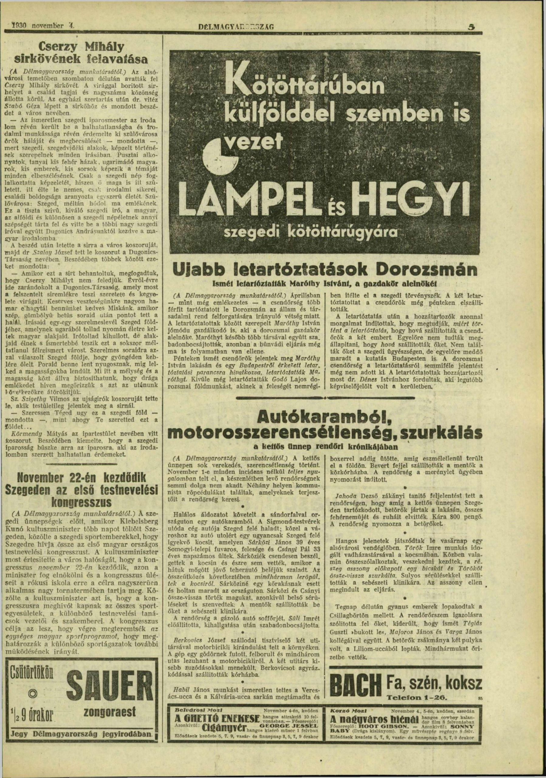 Délmagyarország, 1930. november, 29. oldal